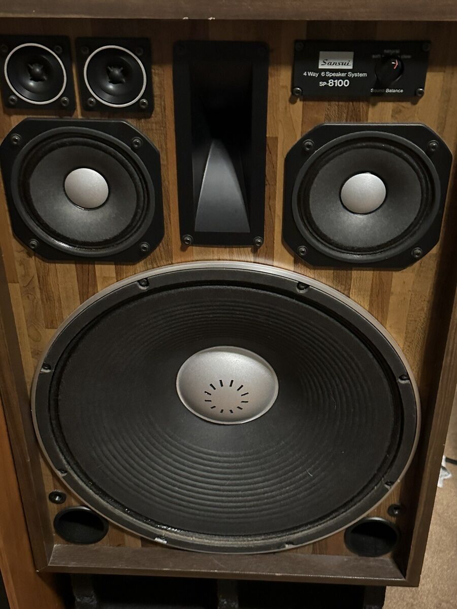 NICE PAIR SANSUI 4 WAY 6 SPEAKER SP-8100 GREAT SOUNDING SEE NICE PAIR SANSUI 4 WAY 6 SPEAKER SP-8100 GREAT SOUNDING SEE