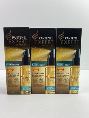 3 X Pantene Expert Keratin Repair KeraGloss Oil Mist Spray Repairs Shines 3.4