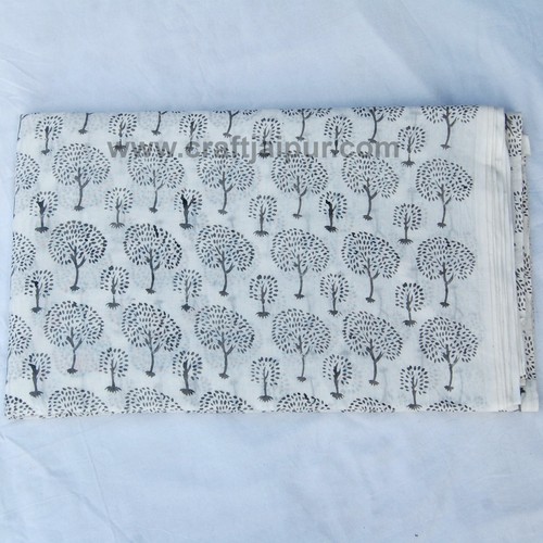 Cotton Voile Palm Tree Hand Block Printed Craft Dress Making Fabric 5 Yard - Picture 2 of 5