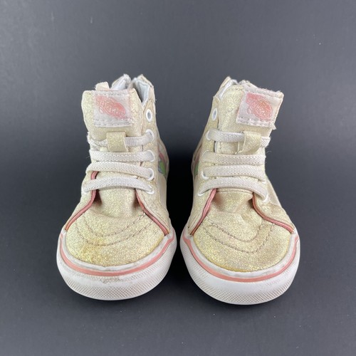 Vans Sk8-Hi Zip Unicorn Toddler US 4.5 EU 20 GLITTER WHITE PINK - Picture 3 of 20