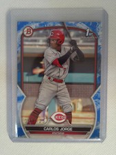 2023 Bowman 1st BLUE PATTERN PROSPECT ROOKIE Carlos Jorge 005/125 BP-120