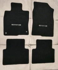 Fits 16-21 Honda Civic 4DR Floor Mats Black 4PC W/Emblem Civ 2
