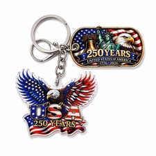 250th Anniversary Keychain American Flag Eagle Patriotic Gift for Travelers