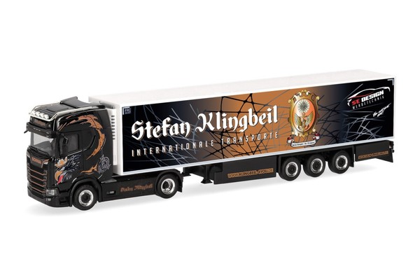 Herpa 321013 Scania CS 20 HD KüHlkoffer-Sattelzug Stefan Klingbeil Transporte...-image