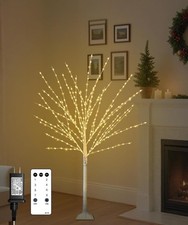 4FT Lighted Birch Tree Birch Tree with 400 LED Lights 8 Twinkling Modes and