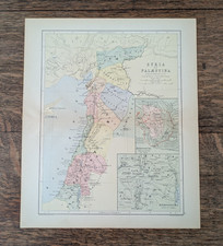 Original 1886 Map of Syria & Palestine by Johnston Atlas Page 11.5" x 13 3/4"