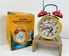 Crayola Morning Bells 7" Key-Wind Alarm Clock by Spartus - VNTG New in Open Box!