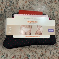 Women s Ladies Warners Microfiber 3 Pack Hipster Panties M Medium 6 NWT NEW