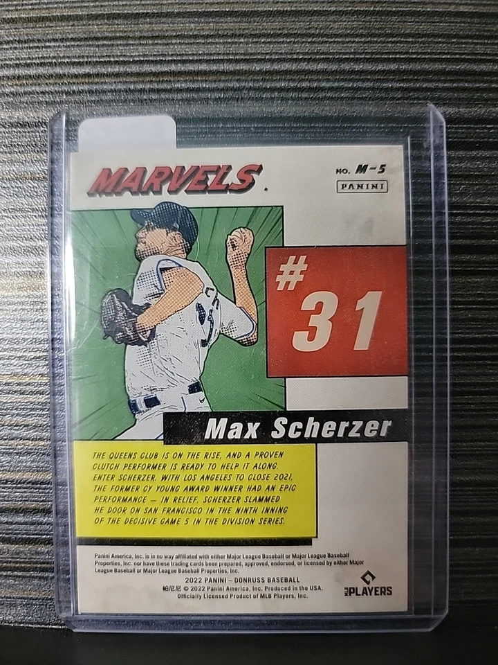 2022 Panini Donruss - Max Scherzer - Diamond Marvels SP Card #M-5 - Image 3 of 3