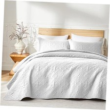 King/Cal King Quilt Bedding Set for All King/Cal 96"x110" White