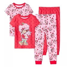 Girls 4T Strawberry Shortcake 4-pc Snug Fit Pajama Top  Pajama Bottoms Set NWT