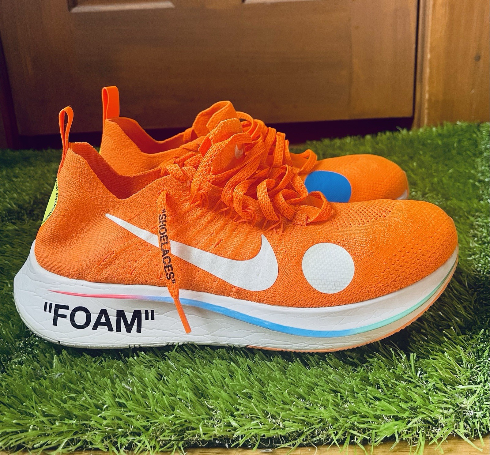 OFF WHITE X NIKE Taglia 8 5 Nike Off White x Zoom Fly Mercurial Flyknit arancione totale