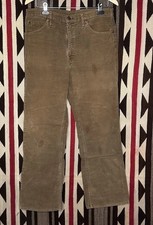 Vintage Plain Pockets Corduroy Pants Brown 60s 70s Distressed 33  x30  