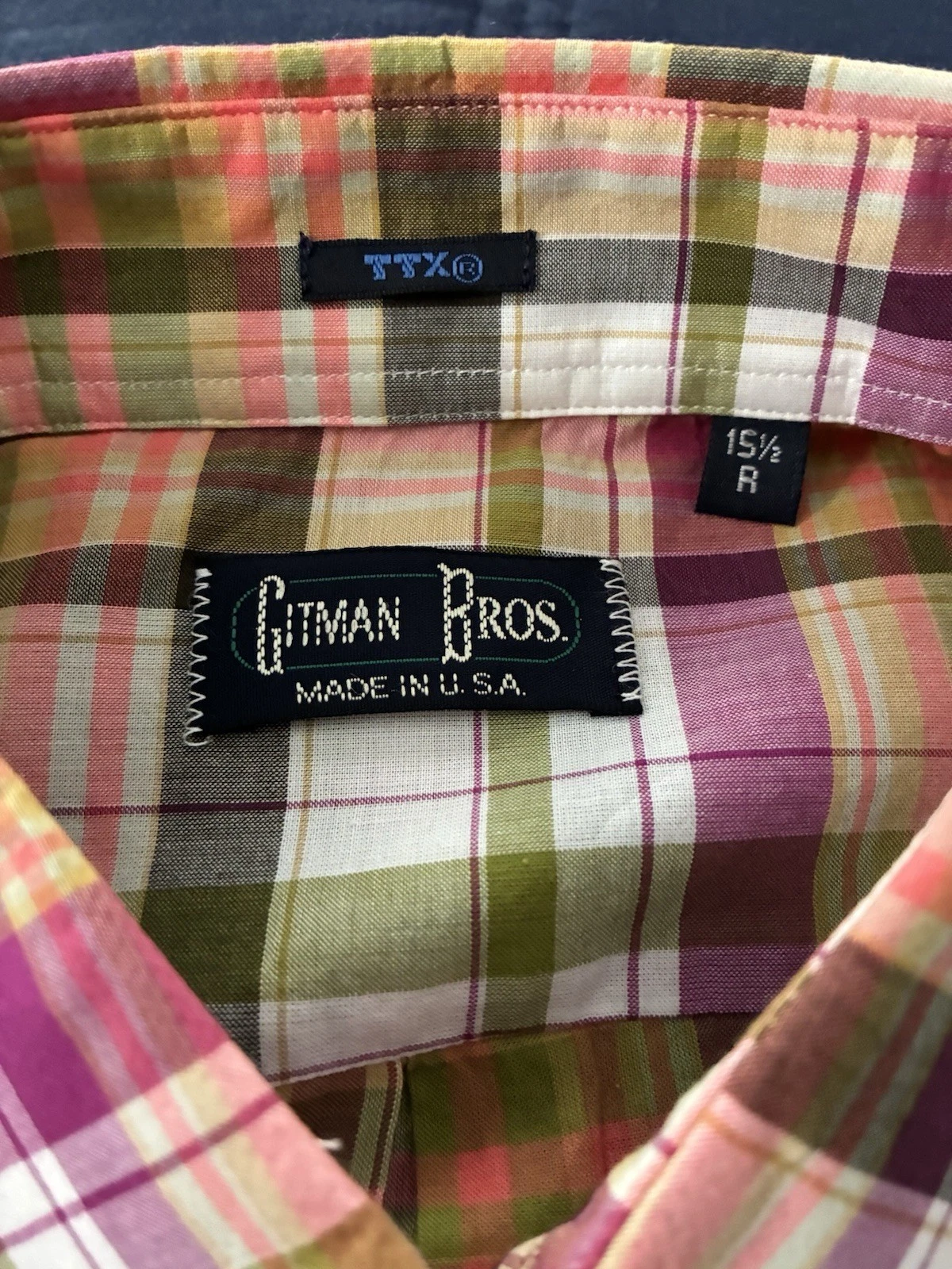 NWOT Gitman Bros Men’s Plaid Shirt Size 15.5R Multicolor Made In USA - product detail image 5