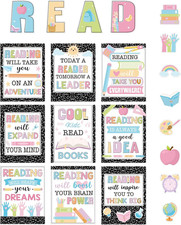 45 Pcs Composition Reading Classroom Decor Reading Bulletin Board Poster Banner