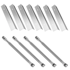 LS'BABQ Stainless Steel 7 Pack Heat Plates and 4 Pack Grill Burner Tubes Gril...