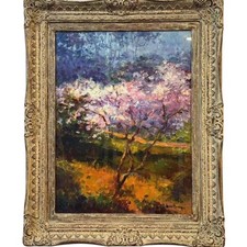 Autografo dipinto ad olio Jean Henry "Alberi colorati" made in USA con scatola