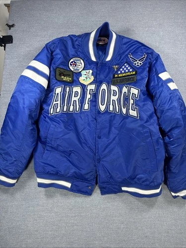 JWM Wholesale Air Force Blue Varsity Jacket Patches Men’s Medium - product listing photo