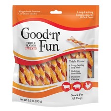 Triple Flavor Twists, Rawhide Chews for All Dogs, 35 Count