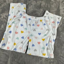 Carters Kids Pajama Pants 10/10A White Multi Color Hearts Fleece Sleepwear