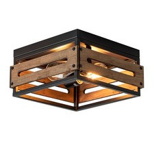 MAYNA Farmhouse Ceiling Light, 2-Light Rustic Flush Mount Ceiling Light with ...