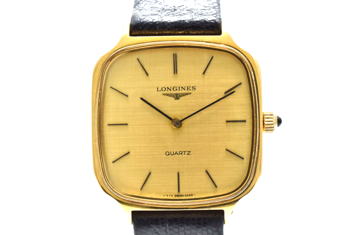 Vintage LONGINES 腕時計 スクエア ブラックゴールド Vintage LONGINES 4352 L717.2 Quartz Men's Watch 30mm Gold Square