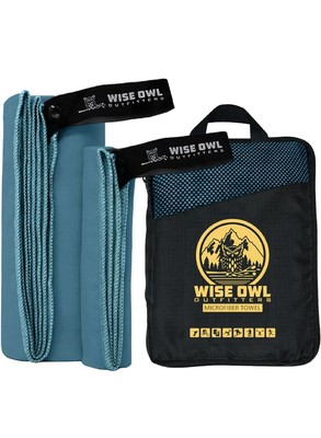 Wise Owl Outfitters Microfiber Towel With Washcloth For Camping, Hiking, Beach