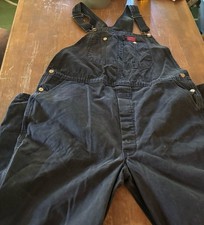 Mens Dickies Vintage Grey Denim Jeans Carpenters Bib Overalls Size 44 X 32