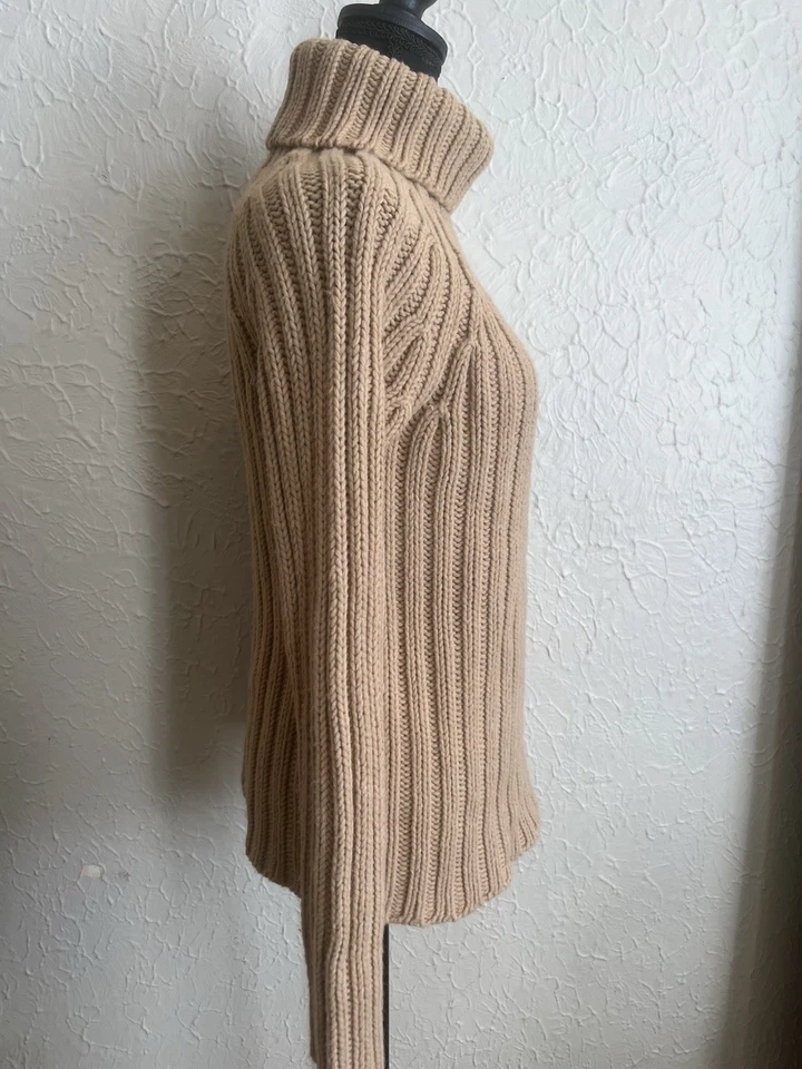 Suéter Y2K De Colección Express Mujer M Tostado Tricot Mezcla de Lana Tejido Cuello Alto Foto 2 de 4