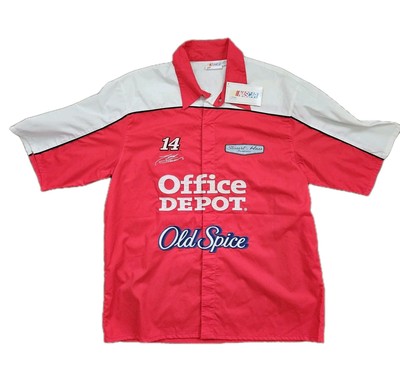 NWT NASCAR #14 Tony Stewart Shirt Men s Large Snap Button Office Depot Old Spice
