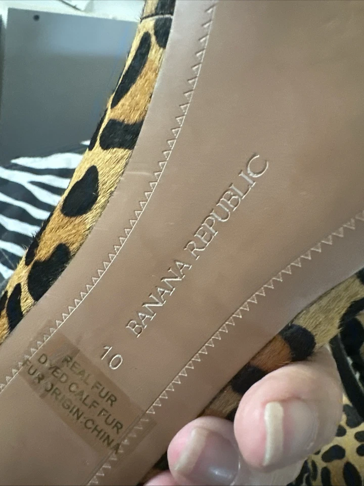 Zapatos de salón Banana Republic Cheetah Mohair de cuero punta puntiaguda tacones de gatito 10M usados en excelente estado-como nuevos Foto 3 de 4