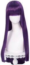 Long Wig, Cosplay Wig, Straight, Purple, With Blunt Bangs, For Ladies, Alluring 