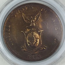 1944 Bronze Philippines One Centavo United States of America Coins