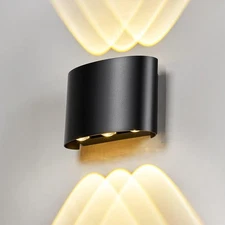 LANFU 6W Modern Outdoor Up Down Porch Wall Light，IP65 Waterproof LED Aluminum 