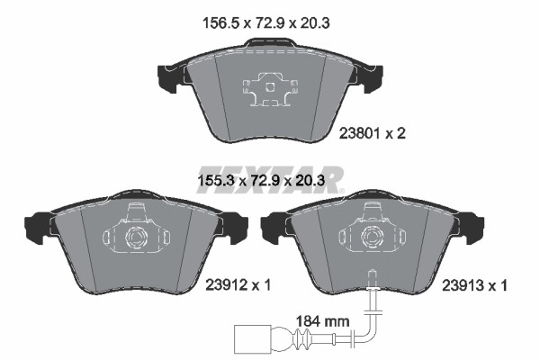 Plaquettes de frein Textar 2380101 pour stopper les sifflements OE 1K0698151B