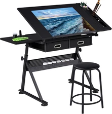 Art Craft Table Drawing Table Height Adjustable Drafting Desk Work Station with