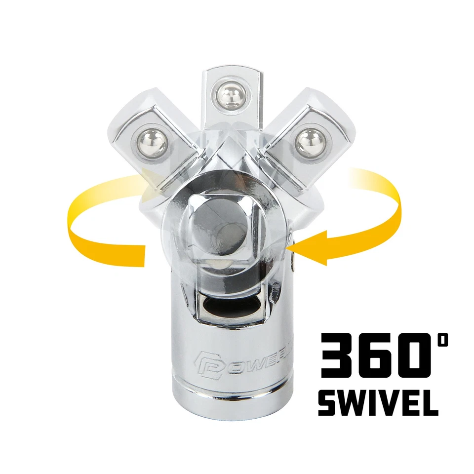 Powerbuilt 3 Pc. Universal Joint Set, 1/4 in., 3/8 in., and 1/2 in. Drive - Image 3 of 4