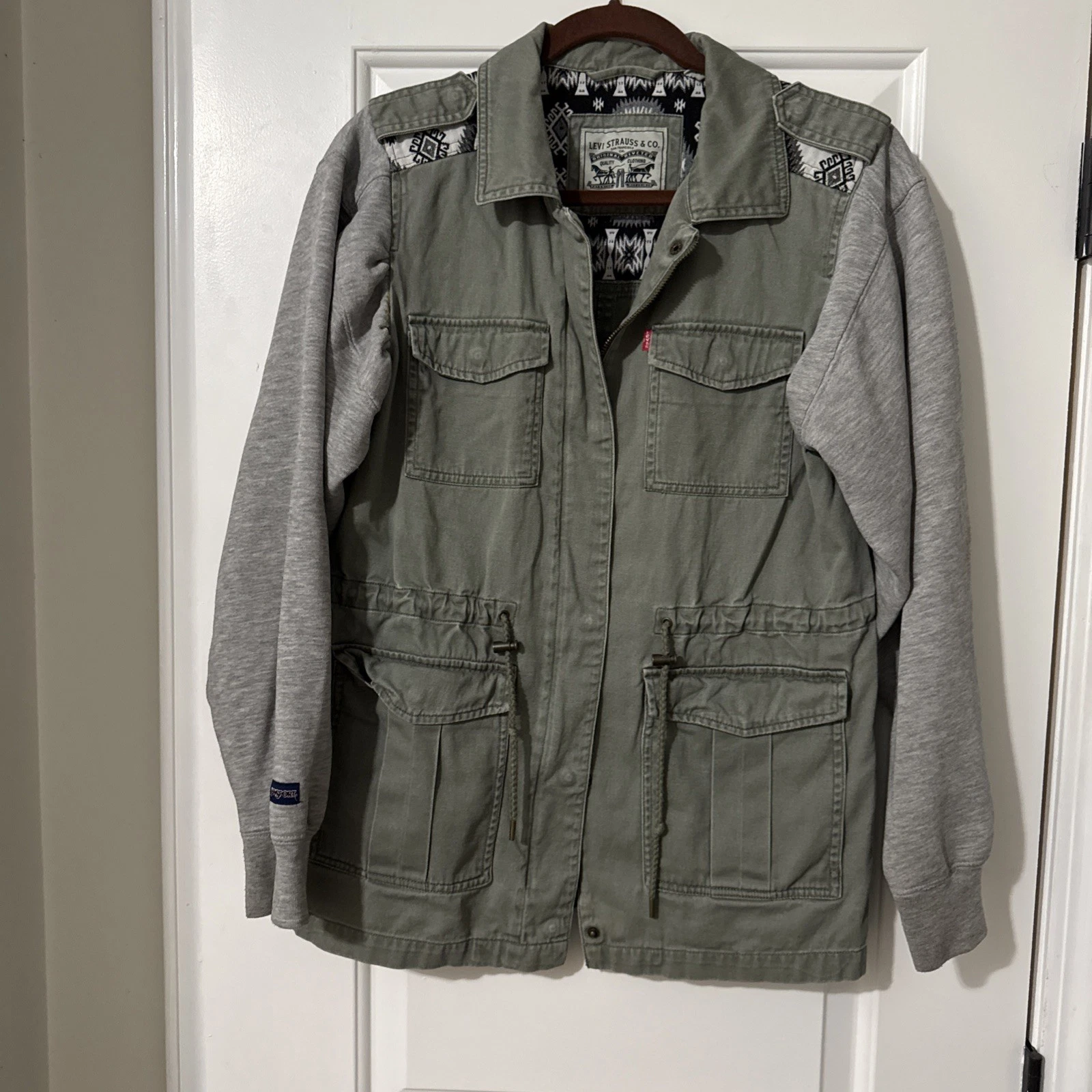 Custom Levis Jacket Small Olive Anorak Utility Packable Custom Cargo Grunge 90s