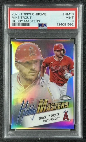 MIKE TROUT PSA 9 2025 TOPPS CHROME #HM-13 HOBBY MASTERS REFRACTOR ANGELS SP 592