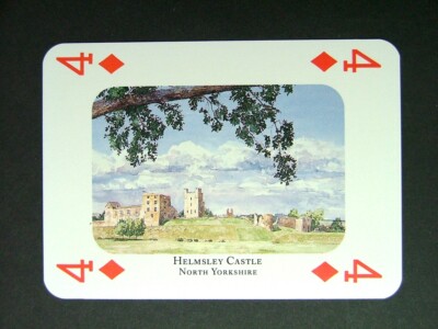 1 x Spielkarte Maler M C Smith Helmsley Castle North Yorkshire 4 of Diamonds