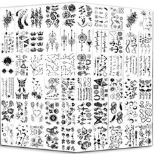 60 Sheets Moon Stars Music Compass Anchor Words Waterproof Temporary Tattoos