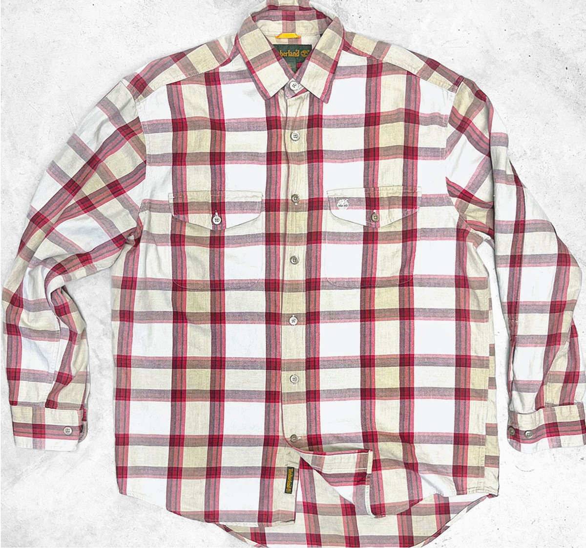 Timberland VTG 1990s Mid-Weight Plaid Flannel Embroidered Logo 