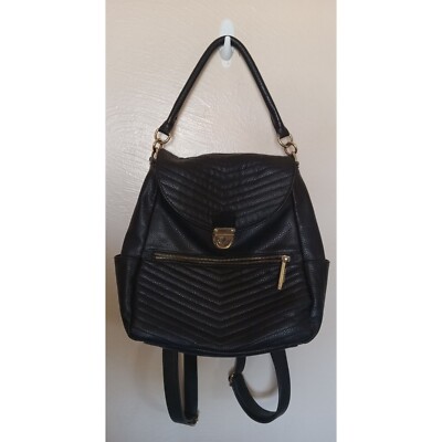 chevron textured faux leather backpack Steve Madden Quilted Chevron Buckled Faux Leather Backpack