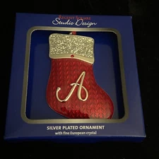 REGENT SQUARE STUDIO DESIGN A INITIAL ENAMEL PATTERN CHRISTMAS HOLIDAY ORNAMENT