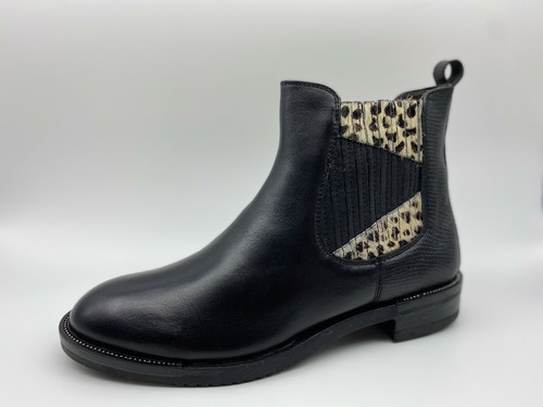 Botines Beatles Chelsea Café Noir FEB442 Negro Y Poni Leopardo -30% | eBay