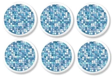 Handcrafted Blue Mosaic Cabinet Knobs – Tile Look Drawer Pulls (4 & 6pc Set)