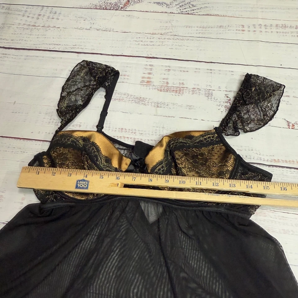 Fantasy Lingerie Womens Bra Teddy Top Nightie Size L/XL Black Sheer - Image 3 of 4