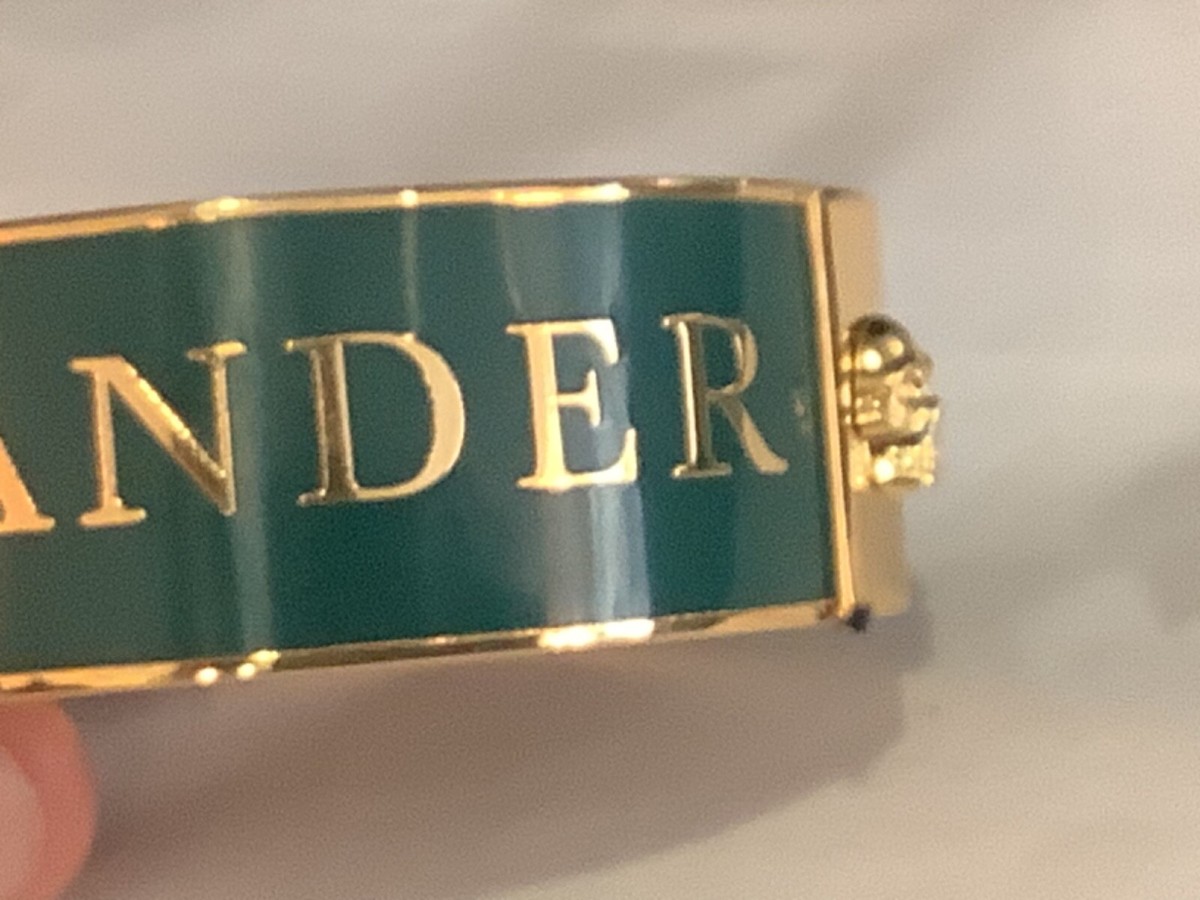 AUTHENTIC SIGN ALEXANDER McQUEEN GREEN ENAMEL & GOLD TONE  display picture 1