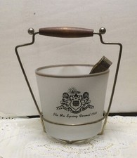 VTG PHI MU Sorority Spring Formal 1966 Glass Ice Bucket W/ Metal Carrier & Tongs