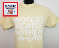 World s Greatest Mother-in-Law vintage short-sleeved sweatshirt yellow 80s
